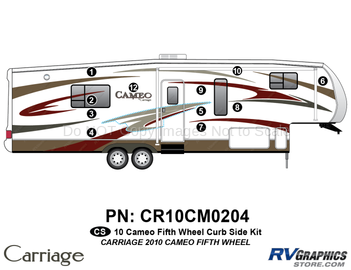 11 Piece 2010 Cameo Fifth Wheel Curbside RV Graphics Kit