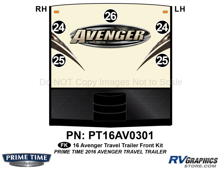 5 Piece 2016 Avenger Travel Trailer Front Graphics Kit