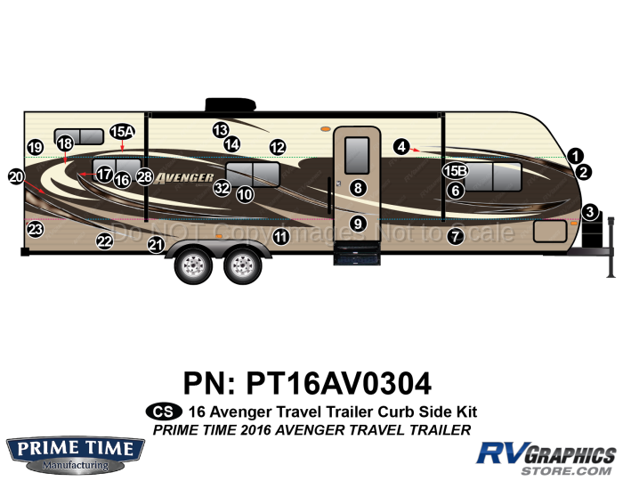 25 Piece 2016 Avenger Travel Trailer Curbside Graphics Kit