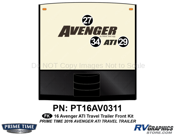 3 Piece 2016 Avenger ATI Travel Trailer Front Graphics Kit