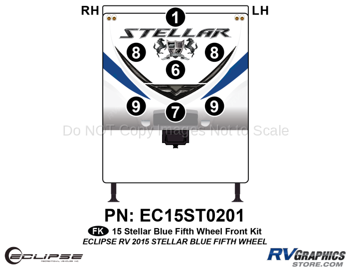 7 Piece 2015 Stellar Fifth Wheel Blue Version Front Graphics Kit