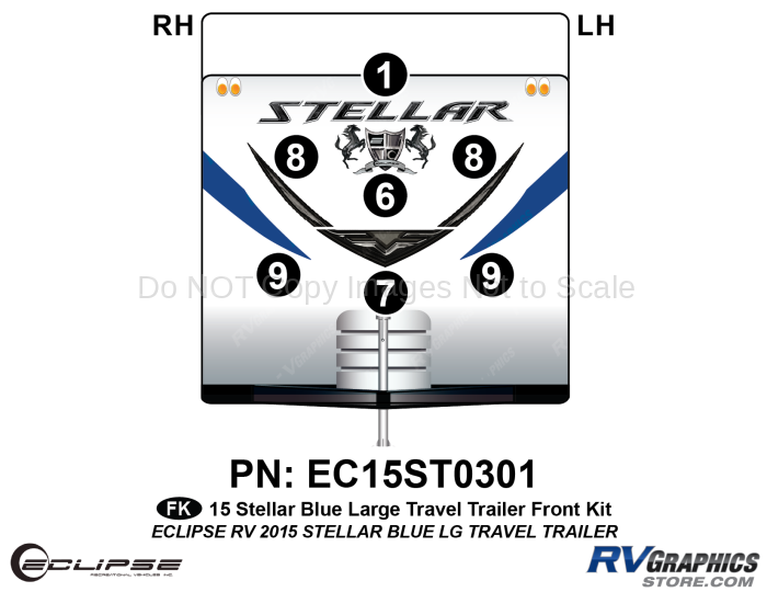 7 Piece 2015 Stellar Lg Travel Trailer Blue Version Front Graphics Kit