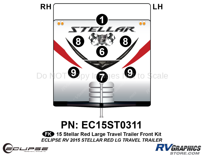 7 Piece 2015 Stellar Lg Travel Trailer Red Version Front Graphics Kit