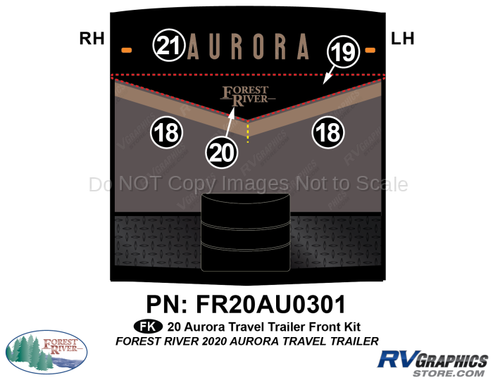 5 Piece 2020 Aurora Travel Trailer Front Graphics Kit