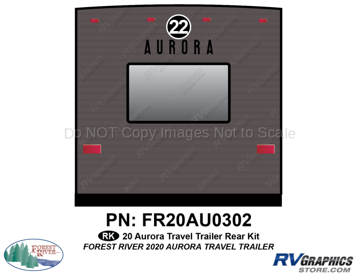 1 Piece 2020 Aurora Travel Trailer Rear Graphics Kit
