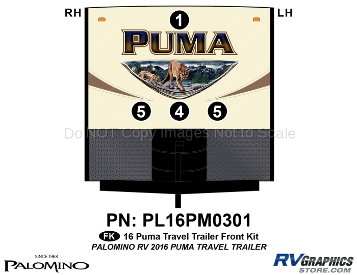 4 Piece 2016 Puma Travel Trailer Front Graphics Kit
