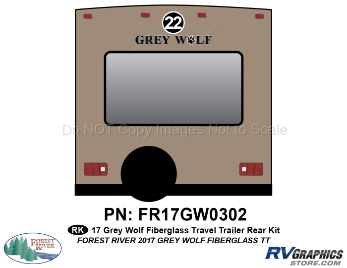 1 Piece 2017 Grey Wolf Travel Trailer Fiberglass Wall Rear Graphics Kit