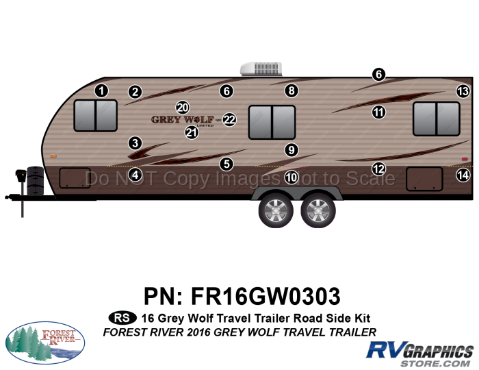 17 Piece 2016 Grey Wolf Travel Trailer Roadside Graphics Kit