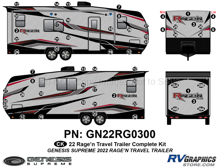58 Piece 2022 Ragen Travel Trailer Complete Graphics Kit