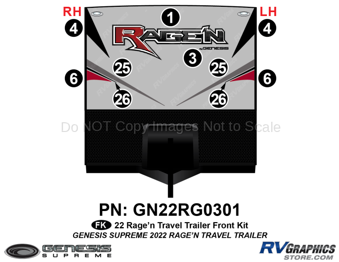 10 Piece 2022 Ragen Travel Trailer Front Graphics Kit