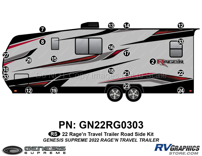 22 Piece 2022 Ragen Travel Trailer Roadside Graphics Kit