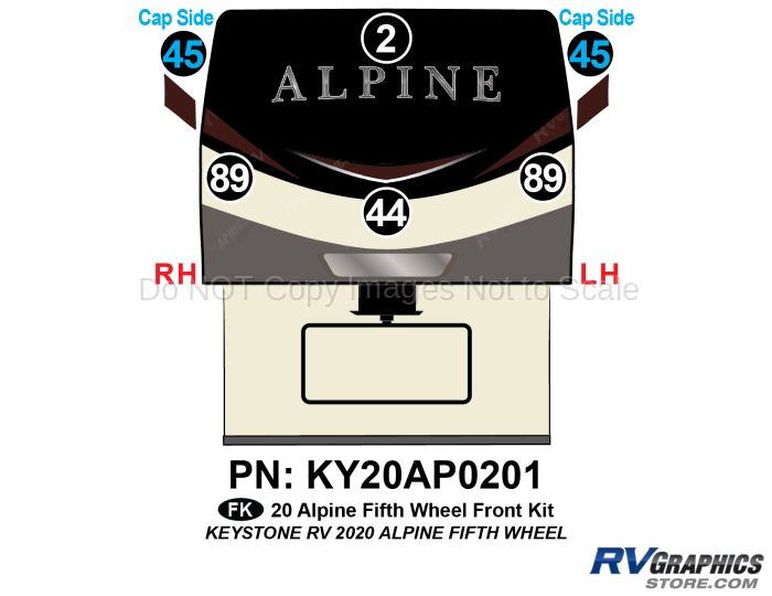 6 Piece 2020 Alpine Fifth Wheel Front Graphics Kit