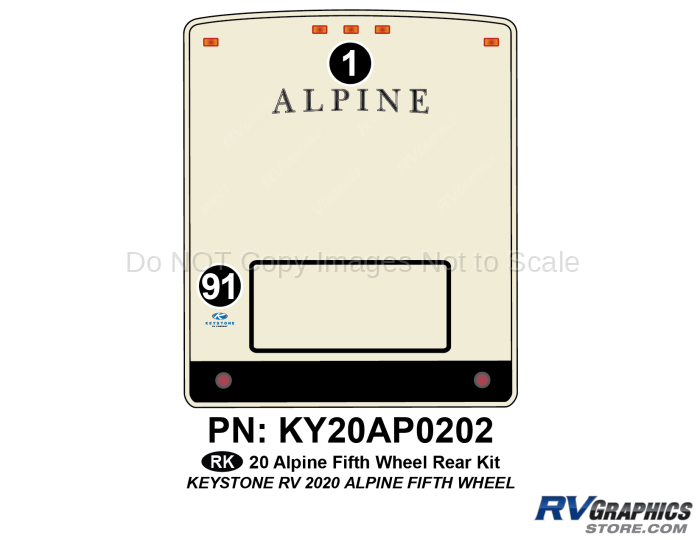 2 Piece 2020 Alpine Fifth Wheel Rear Graphics Kit