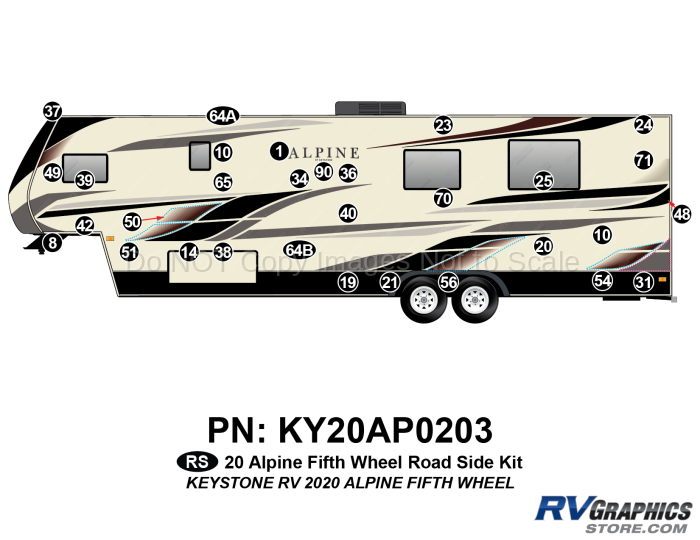 31 Piece 2020 Alpine Fifth Wheel Roadside Graphics Kit