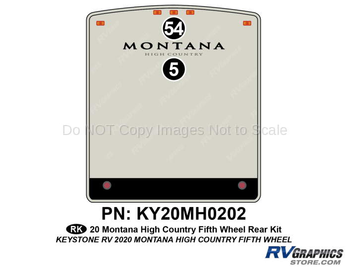 2 Piece 2020 Montana High Country Fifth Wheel Window Cap Rear RV Graphics Kit