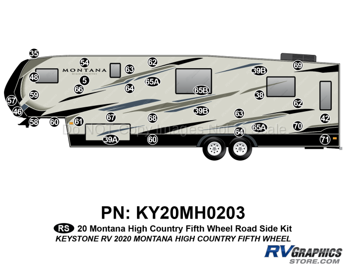 31 Piece 2020 Montana High Country Fifth Wheel Window Cap Roadside RV Graphics Kit