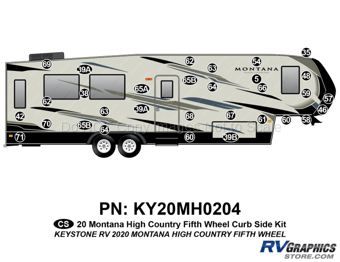 31 Piece 2020 Montana High Country Fifth Wheel Window Cap Curbside RV Graphics Kit