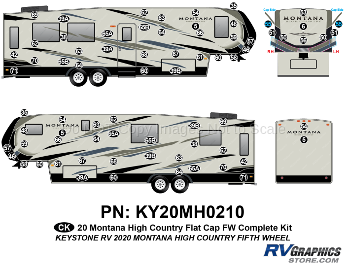 73 Piece 2020 Montana High Country Fifth Wheel Flat Cap Complete RV Graphics Kit