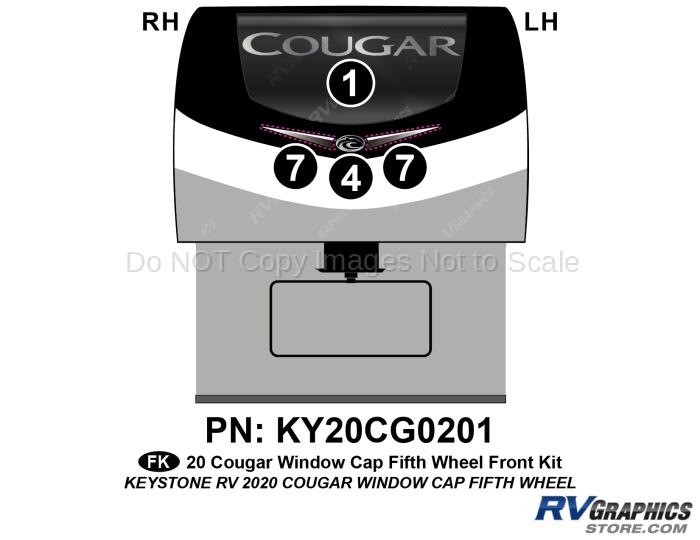 4 Piece 2020 Cougar Fifth Wheel Window Cap Front Graphics Kit