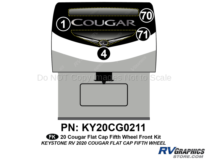 4 Piece 2020 Cougar Fifth Wheel Flat Cap Front Graphics Kit
