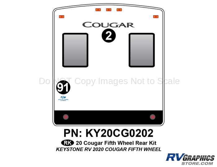 2 Piece 2020 Cougar Fifth Wheel Rear Graphics Kit