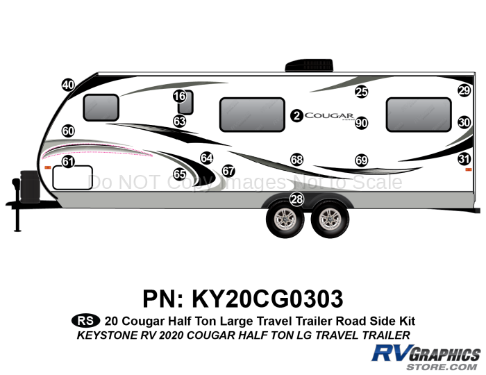 17 Piece 2020 Cougar Large Travel Trailer  Roadside Graphics Kit