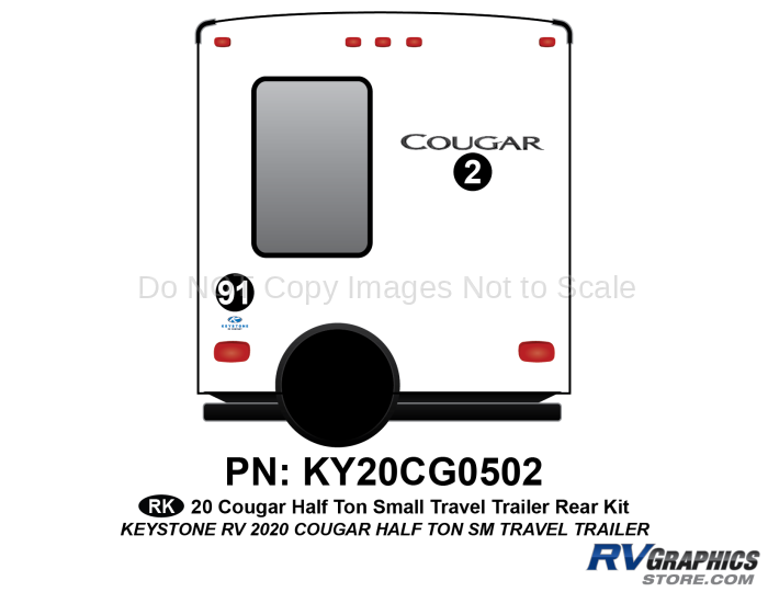 2 Piece 2020 Cougar Small Travel Trailer  Rear Graphics Kit