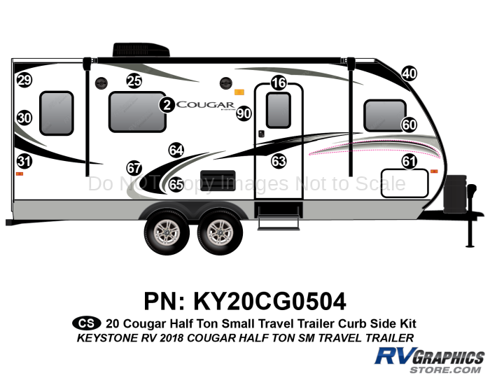 14 Piece 2020 Cougar Small Travel Trailer   Curbside Graphics Kit