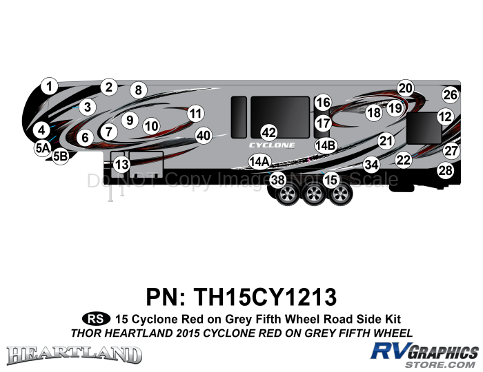 31 Piece 2014 Cyclone FW Roadside Graphics Kit Red Gray Version
