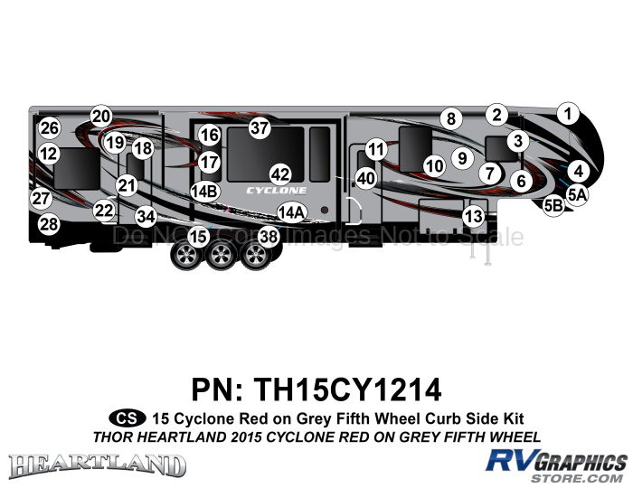 32 Piece 2014 Cyclone FW Curbside Graphics Kit Red Gray Version