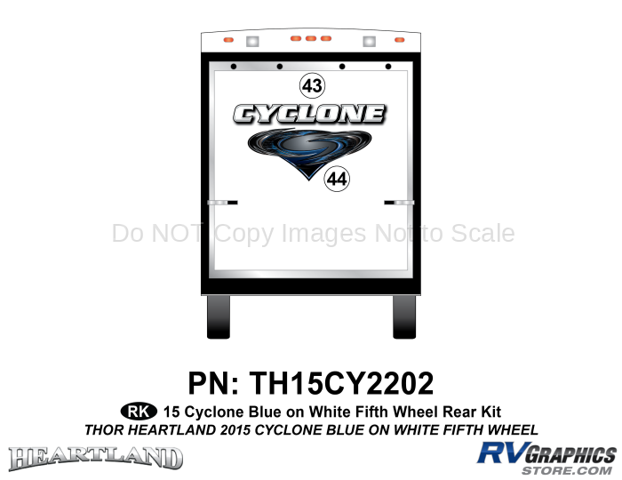 2 Piece 2014 Cyclone FW Rear Graphics Kit Blue White Version