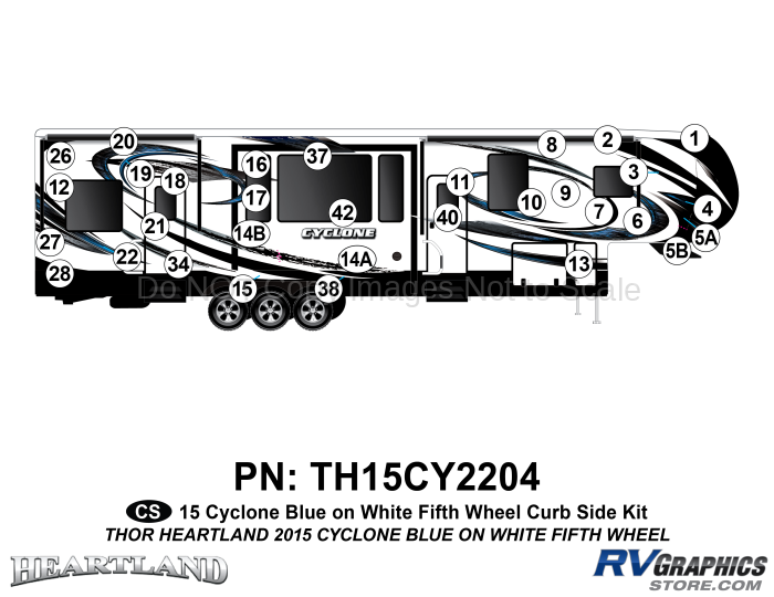 32 Piece 2014 Cyclone FW Curbside Graphics Kit Blue White Version