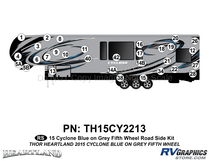 31 Piece 2014 Cyclone FW Roadside Graphics Kit Blue Gray Version