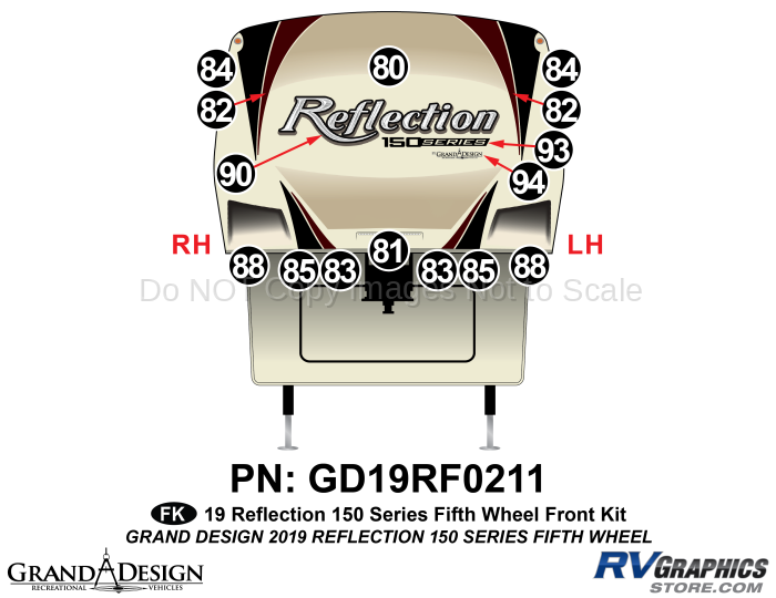 15 Piece 2019 Reflection 150 Series Fifth Wheel Front Graphics Kit