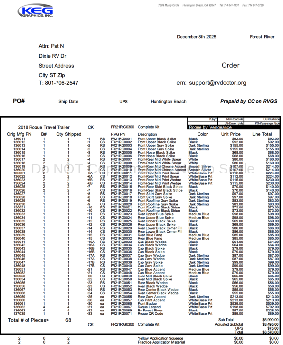 68 Piece 2021 Veng Rogue Complete Graphics Kit