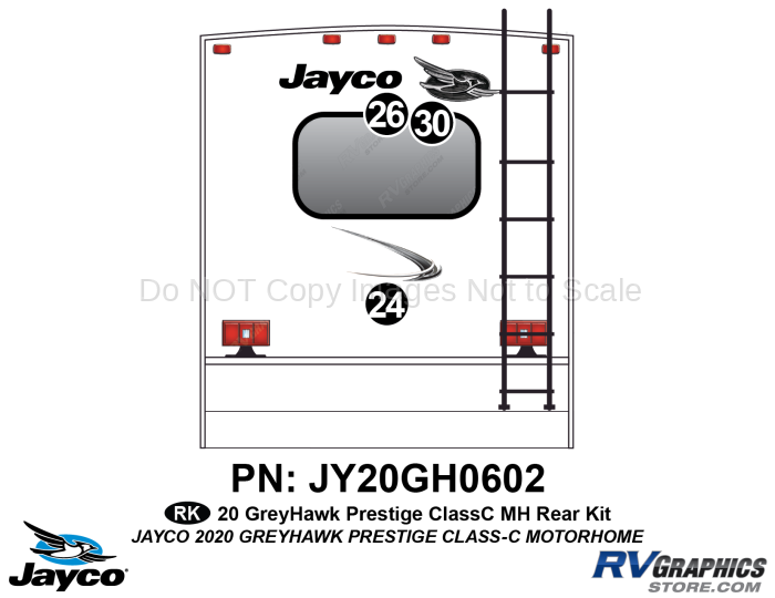 3 Piece 2020 Greyhawk Prestige Motorhome Rear Graphics Kit