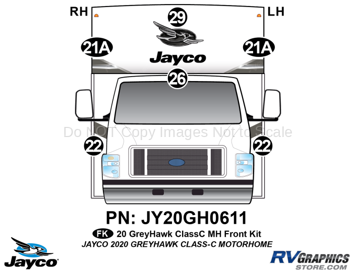 4 Piece 2020 Greyhawk Motorhome Front Graphics Kit