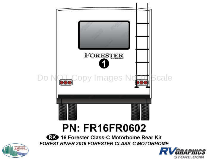 1 Piece 2016 Forester Motorhome Rear Graphics Kit