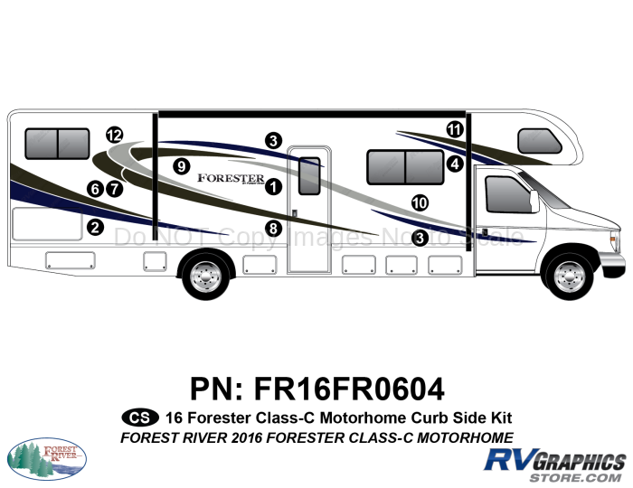 12 Piece 2016 Forester Motorhome Curbside Graphics Kit