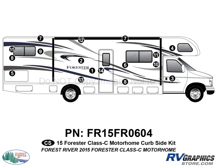17 Piece 2013 Forester Motorhome Curbside Graphics Kit