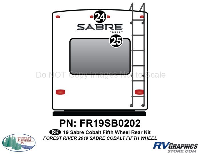 2 Piece 2019 Sabre Cobalt Fifth Wheel Rear Graphics Kit