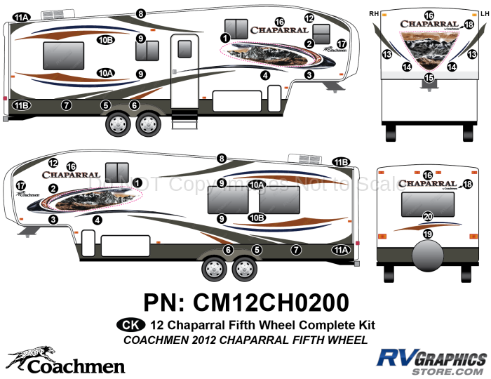 45 Piece 2012 Chaparral Fifth Wheel Complete Graphics Kit