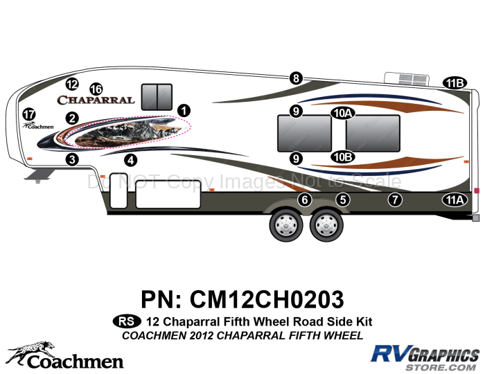 17 Piece 2012 Chaparral Fifth Wheel Roadside Graphics Kit