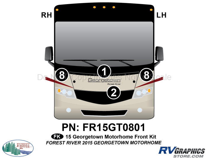 4 Piece 2015 Georgetown Motorhome Front Graphics Kit