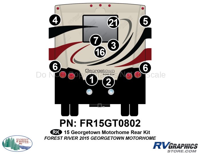 10 Piece 2015 Georgetown Motorhome Rear Graphics Kit