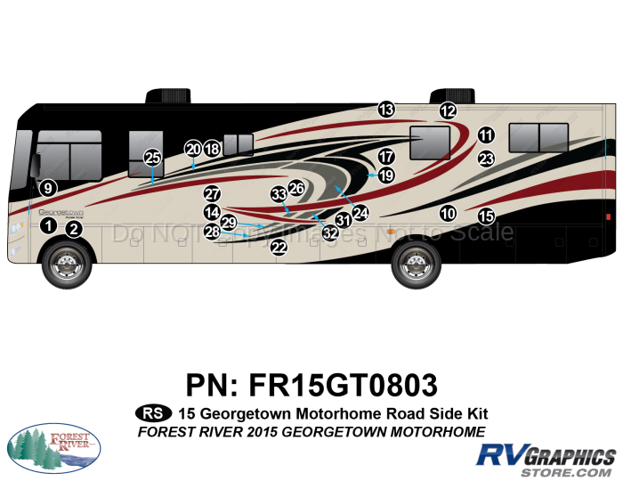 24 Piece 2015 Georgetown Motorhome Roadside Graphics Kit