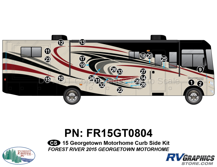 24 Piece 2015 Georgetown Motorhome Curbside Graphics Kit