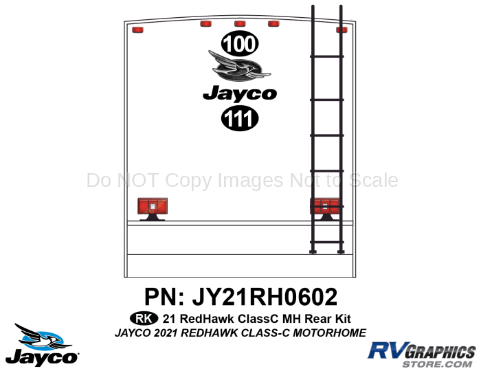 2 Piece 2021 Redhawk Motorhome Rear Graphics Kit