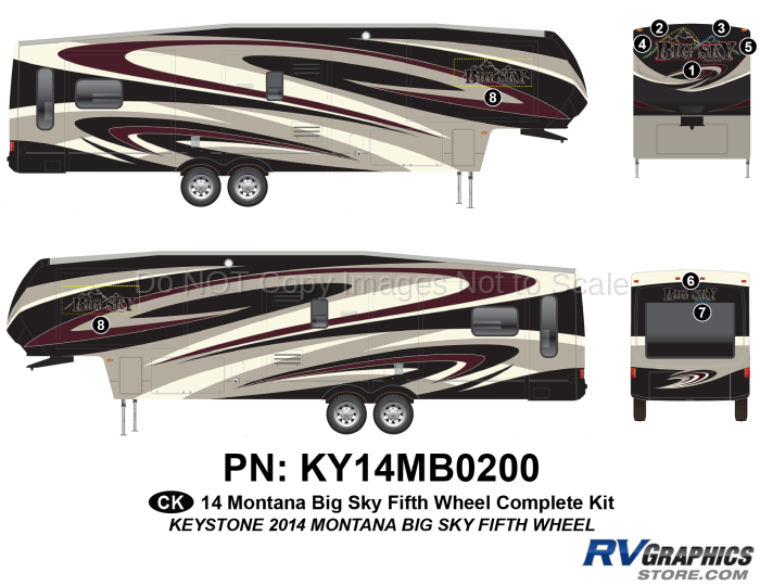 9 Piece 2014 Montana Big Sky Fifth Wheel Complete Graphics Kit
