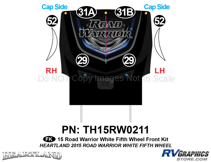 5 Piece 2015 Road Warrior FW Whitewall Front Graphics Kit